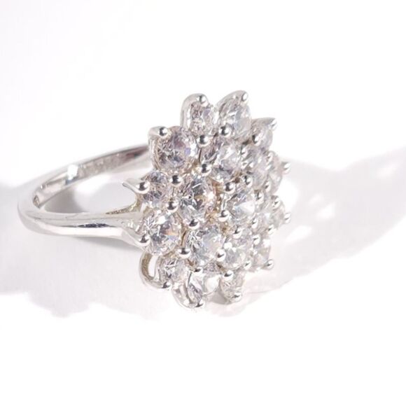 Simulated Diamond Ring J Francis SWAROVSKI Zirconia Size 7-1/4 - Picture 8 of 12